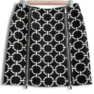 Vintage REVERSIBLE Tapestry Zipper Slit Mini Skirt Black & White Sz M Flawed